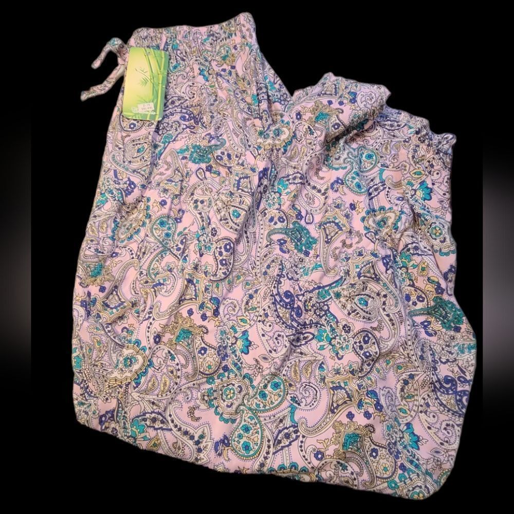 Paris Pants Bamboo Paisley Knit Relaxed‎ Fit sz L